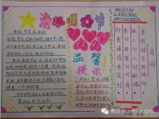 小学生清明节手抄报内容图片