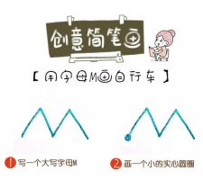 用字母M画自行车简笔画教程图片