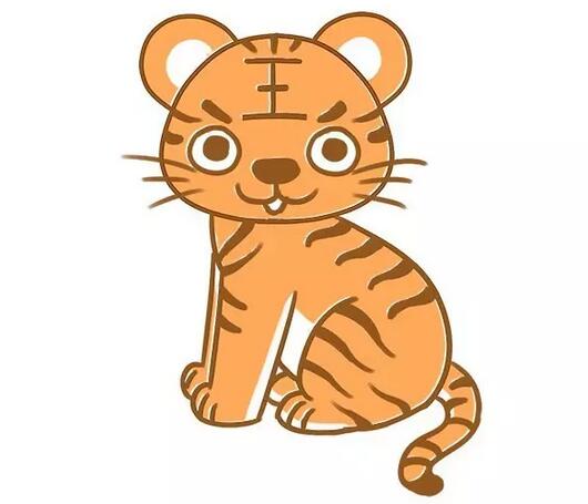 用字母T画老虎（Tiger）简笔画教程图片