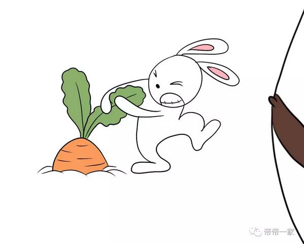 小兔子拔萝卜简笔画教程图片-简笔画大全-宝贝宝贝网
