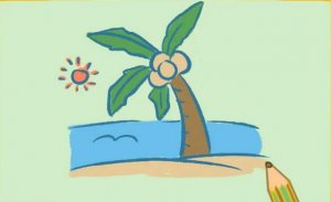 海边的椰子树简笔画教程图片