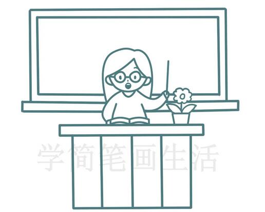 黑板前的女老师简笔画教程图片