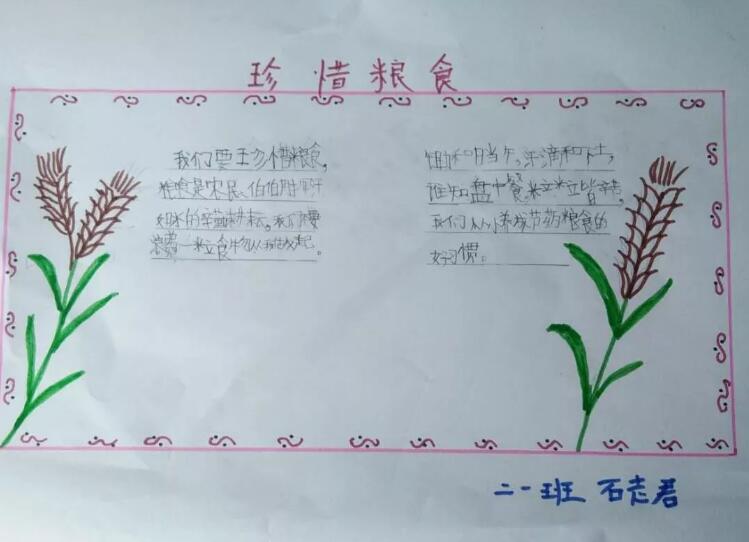 学校珍惜粮食手抄报图片展示