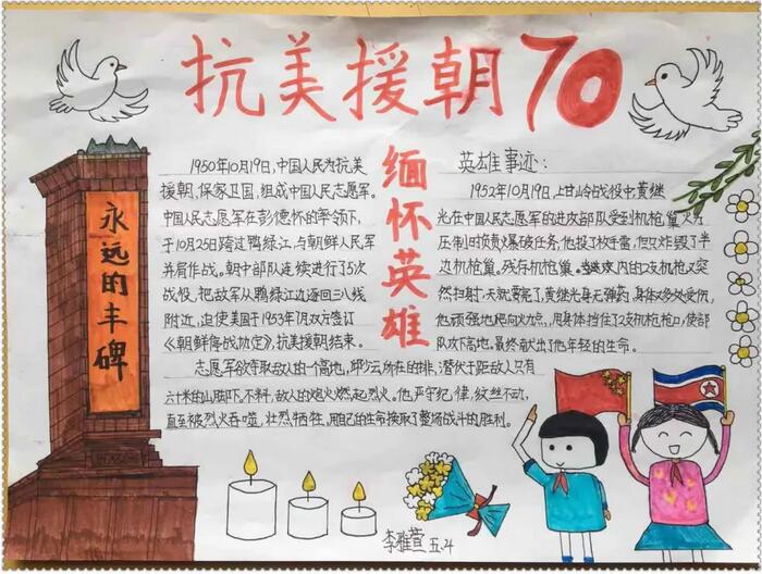 抗美援朝70周年手抄报图片简单又漂亮