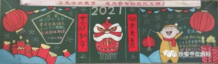 2021牛年庆元旦迎新年黑板报图片