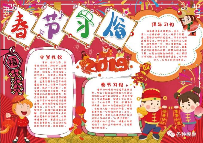 2021年春节习俗手抄报图片