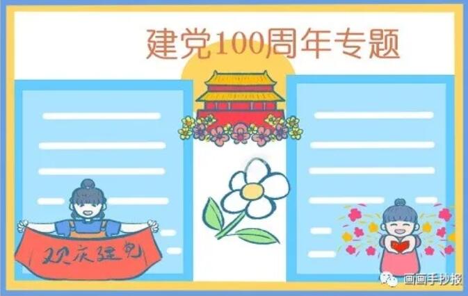 建党100周年生日手抄报模板图片