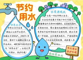 小学生节约用水手抄报图片简单带文字