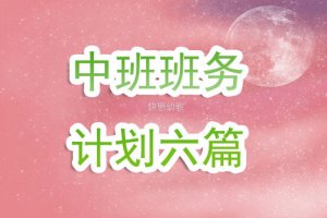 幼儿园中班班务计划六篇