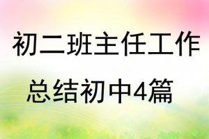 初二班主任工作总结初中4篇