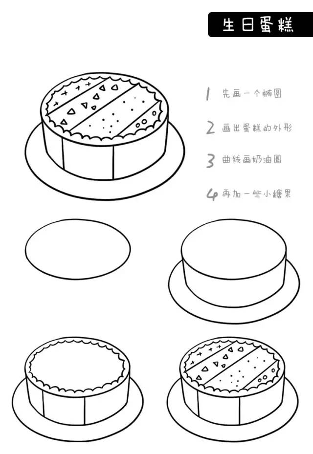 超多生日蛋糕简笔画集合