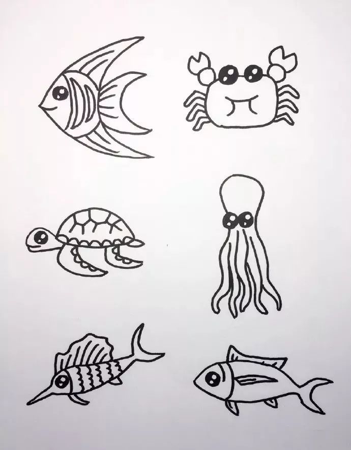 海底世界海洋生物简笔画图片