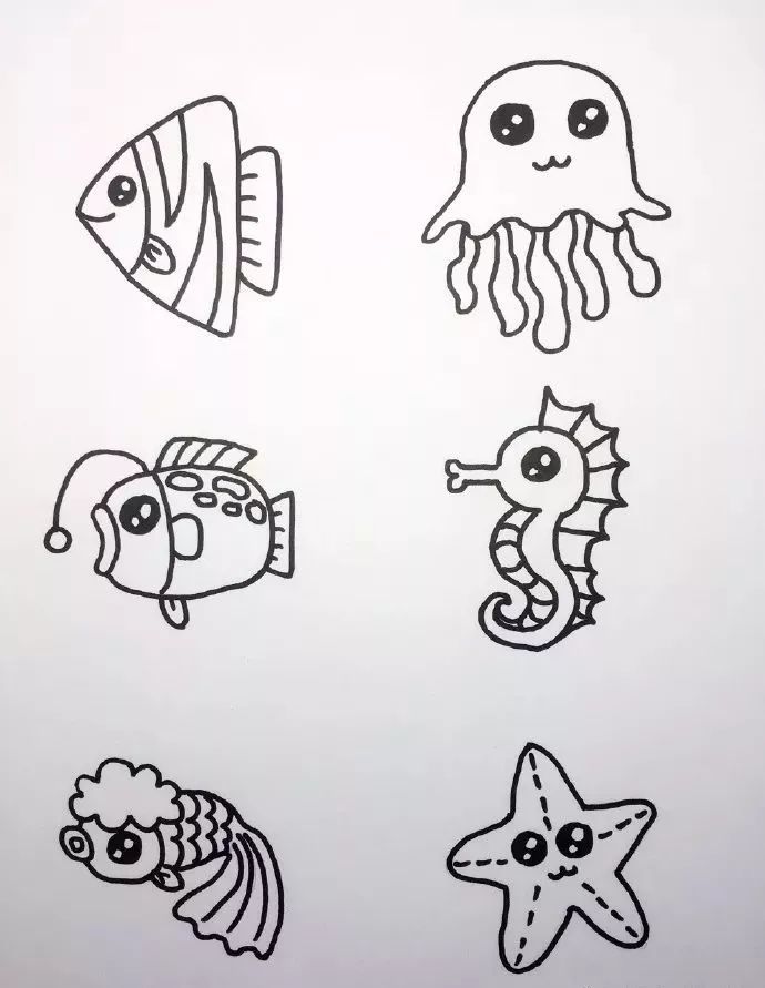 海底世界海洋生物简笔画图片