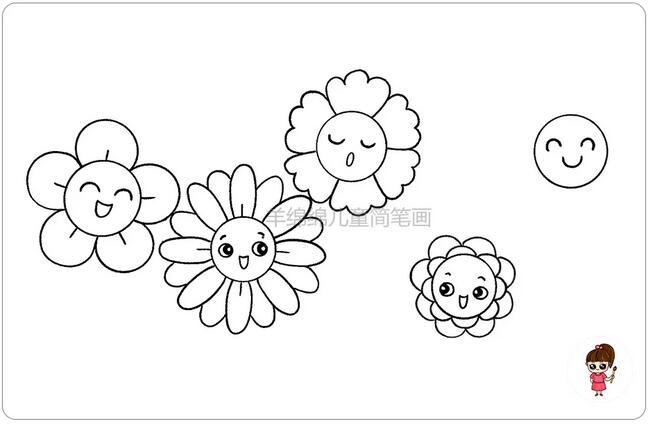 花园里的花朵简笔画步骤图片