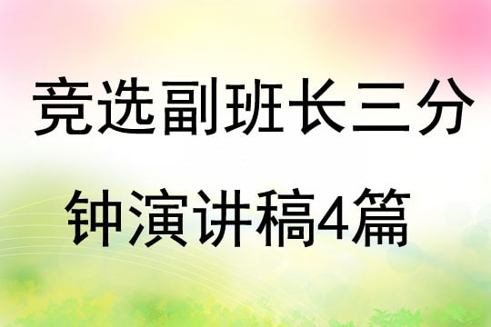 竞选副班长三分钟演讲稿4篇