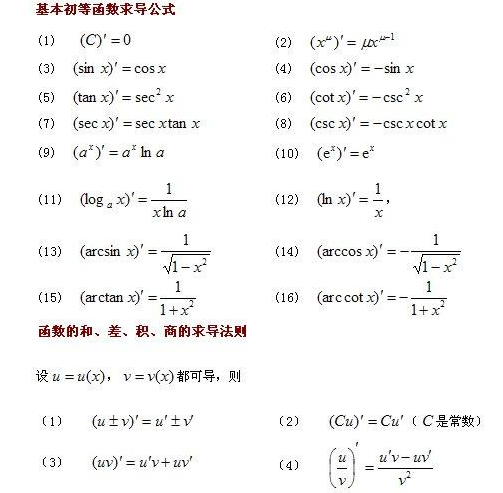 基本初等函数求导公式