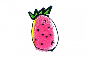 超简单草莓手指画画法