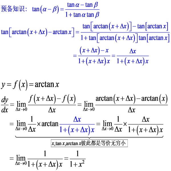 arctanx的导数是什么