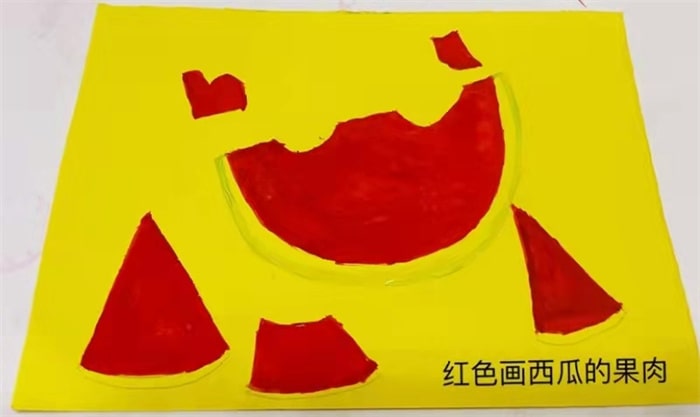 水粉画教程作品《小蚂蚁吃西瓜》