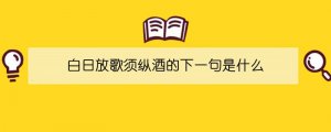 白日放歌须纵酒的下一句是什么