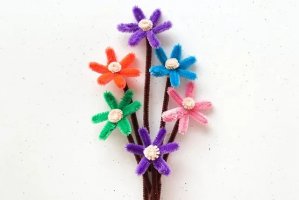 毛根条手工制作花朵方法