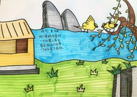 绝句两个黄鹂鸣翠柳古诗配画